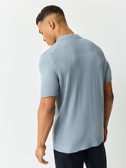 BOSS Grey Momentum Regular-Fit Logo Knitted Polo Shirt - Image 3 of 4