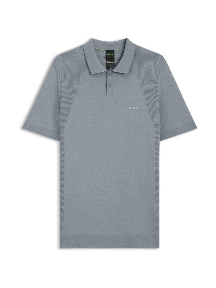 BOSS Grey Momentum Regular-Fit Logo Knitted Polo Shirt - Image 4 of 4 BOSS Grey Momentum Regular-Fit Logo Knitted Polo Shirt - Image 4 of 4