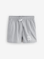 Grau - HUGO Paolo Badeshorts mit gestapeltem Logo - Bild 4 von 5