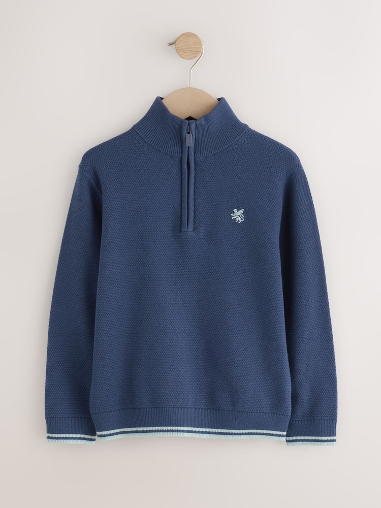 Navy Long Sleeve Quarter Zip Knitted Jumper (3-16yrs) - Image 1 of 4 Navy Long Sleeve Quarter Zip Knitted Jumper (3-16yrs) - Image 1 of 4