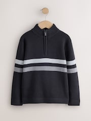 Monochrome Colourblock Zip Neck Knitted Jumper (3-16yrs) - Image 1 of 4