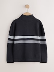 Monochrome Colourblock Zip Neck Knitted Jumper (3-16yrs) - Image 2 of 4