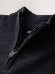 Monochrome Colourblock Zip Neck Knitted Jumper (3-16yrs) - Image 3 of 4