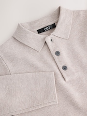 Neutral Knitted Button Neck Polo Shirt (3-16yrs) - Image 4 of 4
