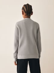 Grey Knitted Zip Neck Polo Shirt (3-16yrs) - Image 3 of 8