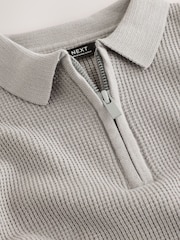 Grey Knitted Zip Neck Polo Shirt (3-16yrs) - Image 7 of 8