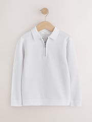 Ecru White Knitted Zip Neck Polo Shirt (3-16yrs) - Image 1 of 4