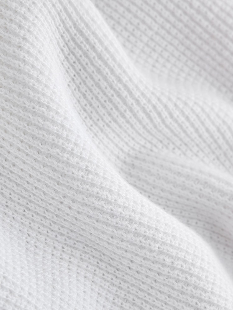 Ecru White Knitted Zip Neck Polo Shirt (3-16yrs) - Image 4 of 4 Ecru White Knitted Zip Neck Polo Shirt (3-16yrs) - Image 4 of 4