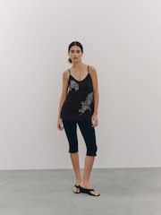Black Sequin Embellished Cami Top - Image 1 of 7