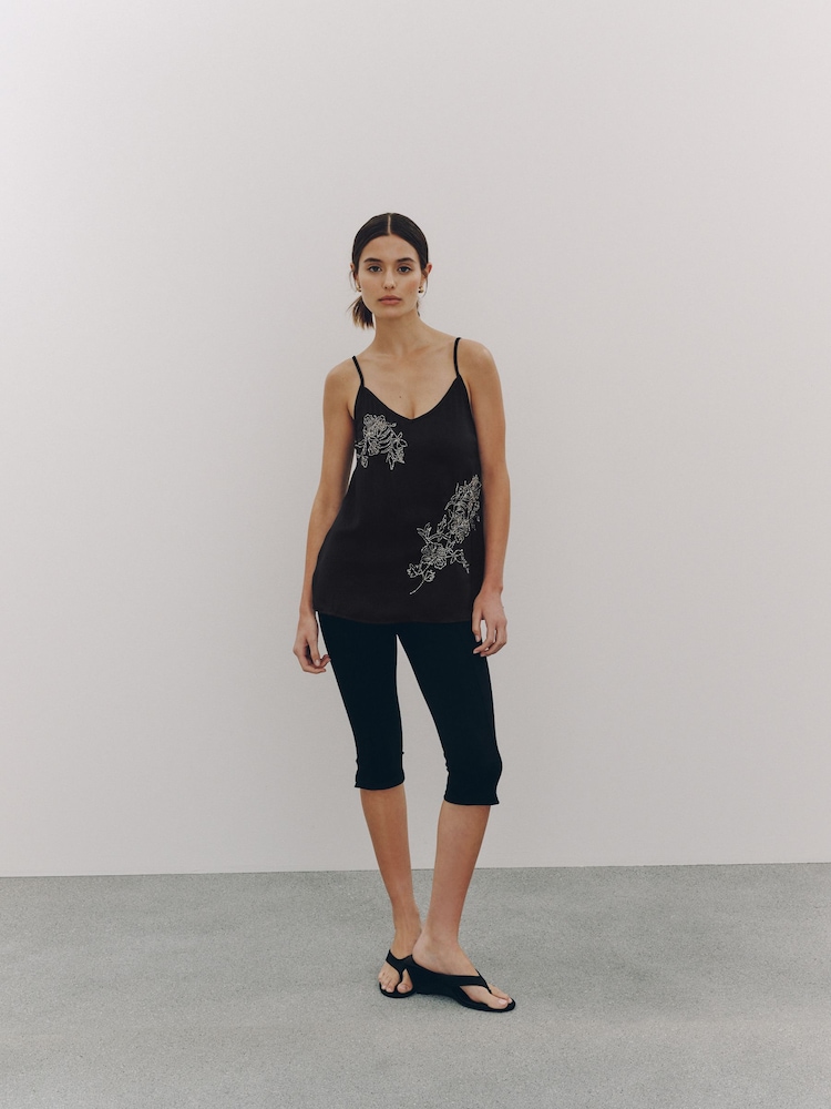 Black Sequin Embellished Cami Top - Image 1 of 7 Black Sequin Embellished Cami Top - Image 1 of 7