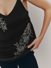 Black Sequin Embellished Cami Top - Image 4 of 7