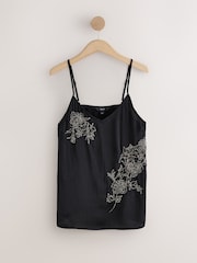 Black Sequin Embellished Cami Top - Image 5 of 7