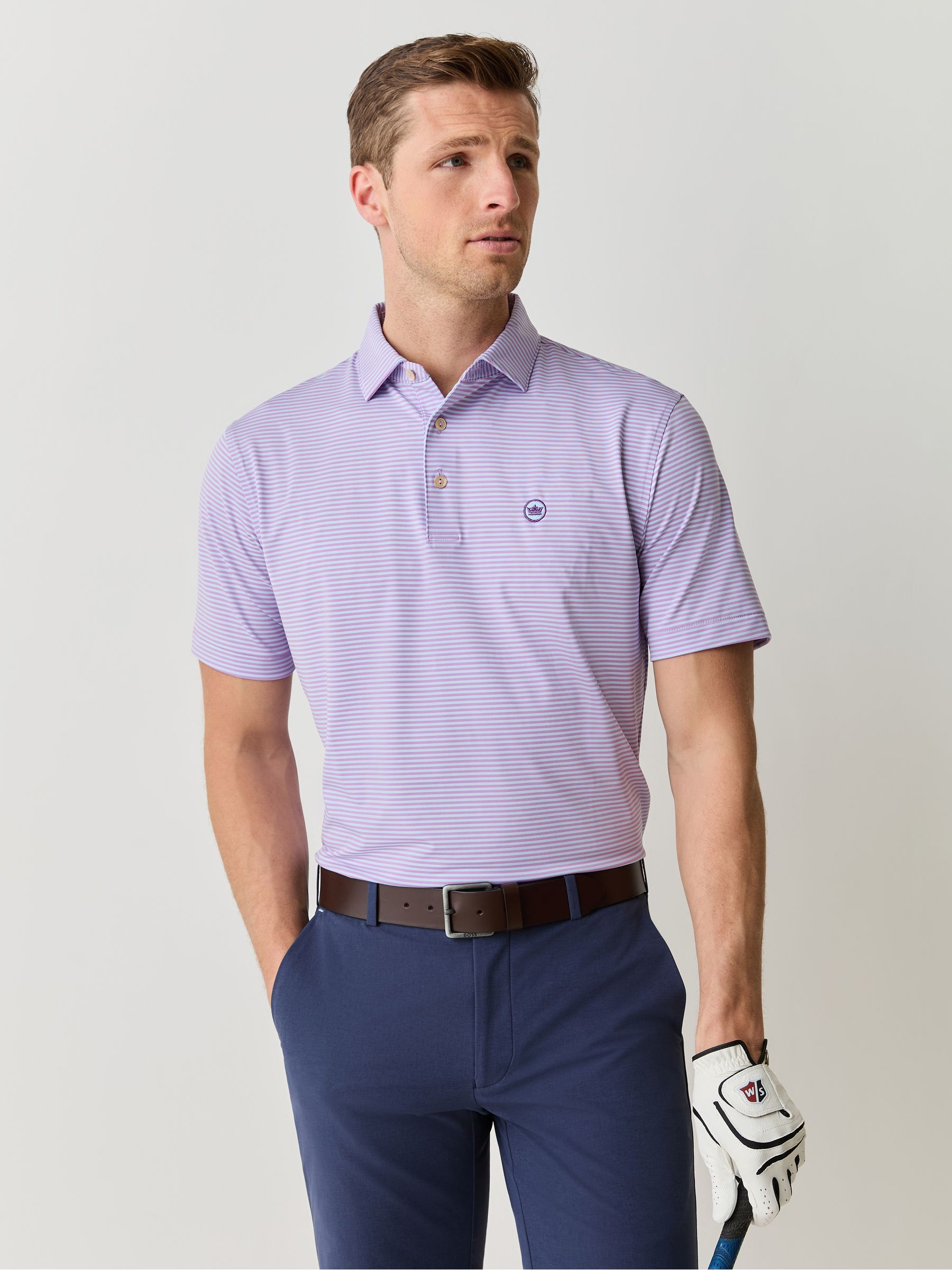 Buy Peter Millar Purple Hales Performance Sean Self Collar Jersey