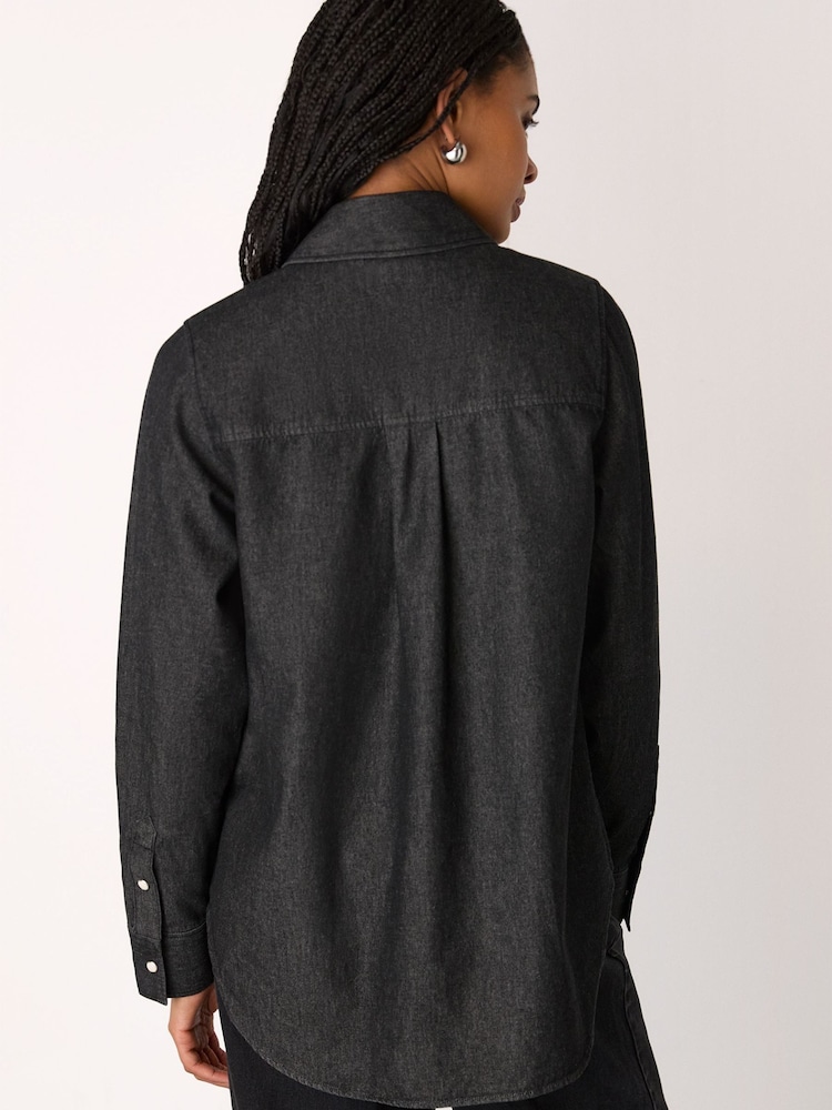 Whistles Grey Pocket Detail Cotton Shirt - Image 2 of 4 Whistles Grey Pocket Detail Cotton Shirt - Image 2 of 4