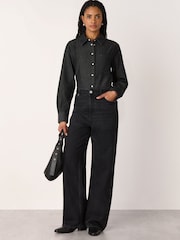 Whistles Grey Pocket Detail Cotton Shirt - Image 3 of 4