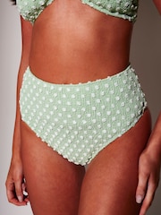 South Beach Textured Spot Ring Decal Bandeau Top and Tummy Control High Waist Briefs Bikini Set With Removable Straps - صورة 3 من 6