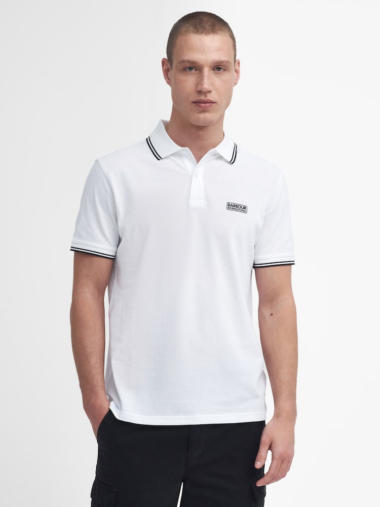 Barbour International White Evan Tipped Polo Shirt - Image 1 of 6 Barbour International White Evan Tipped Polo Shirt - Image 1 of 6