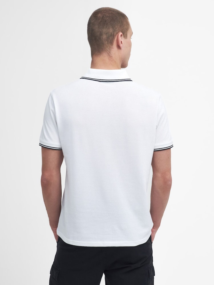 Barbour International White Evan Tipped Polo Shirt - Image 2 of 6 Barbour International White Evan Tipped Polo Shirt - Image 2 of 6