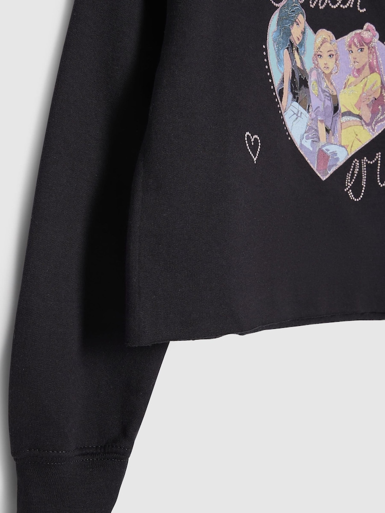 River Island Black K Pop Golden Era Cropped Sweatshirt - Image 4 of 4