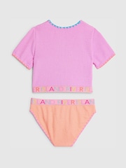 River Island Purple Logo Textured T- Shirt Bikini - Image 2 of 4