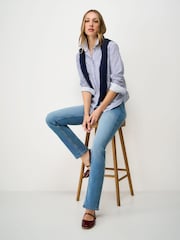 Crew Clothing Blue Relaxed Fit Cotton Poplin Shirt - Image 3 of 4