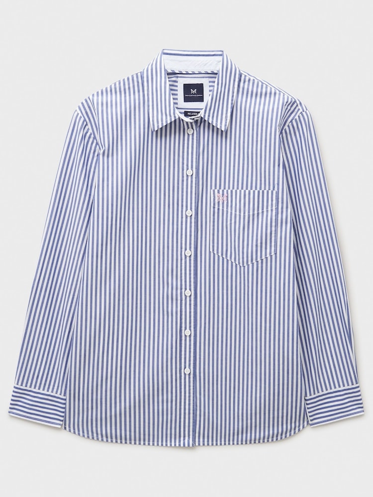 Crew Clothing Blue Relaxed Fit Cotton Poplin Shirt - Image 4 of 4