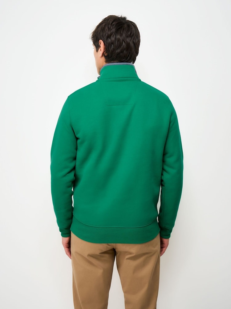 ירוק - סווטשירט עם חצי רוכסן של Crew Clothing Company דגם Classic - תמונה 2 מתוך 4