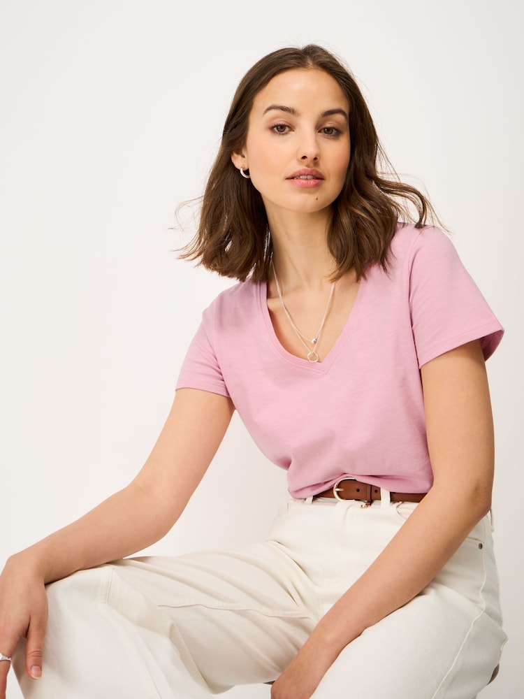 Crew Clothing Cotton-Slub Perfect V-Neck T-Shirt - صورة 1 من 5