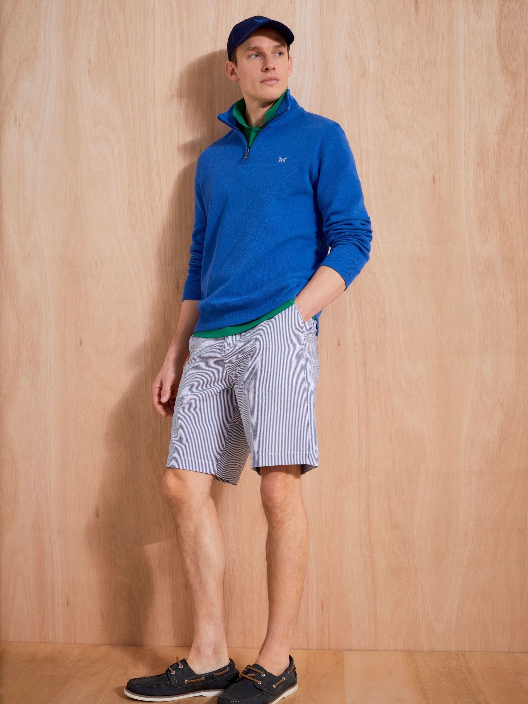 Buy Crew Clothing Blue Cotton French Rib Half-Zip Sweatshirt from