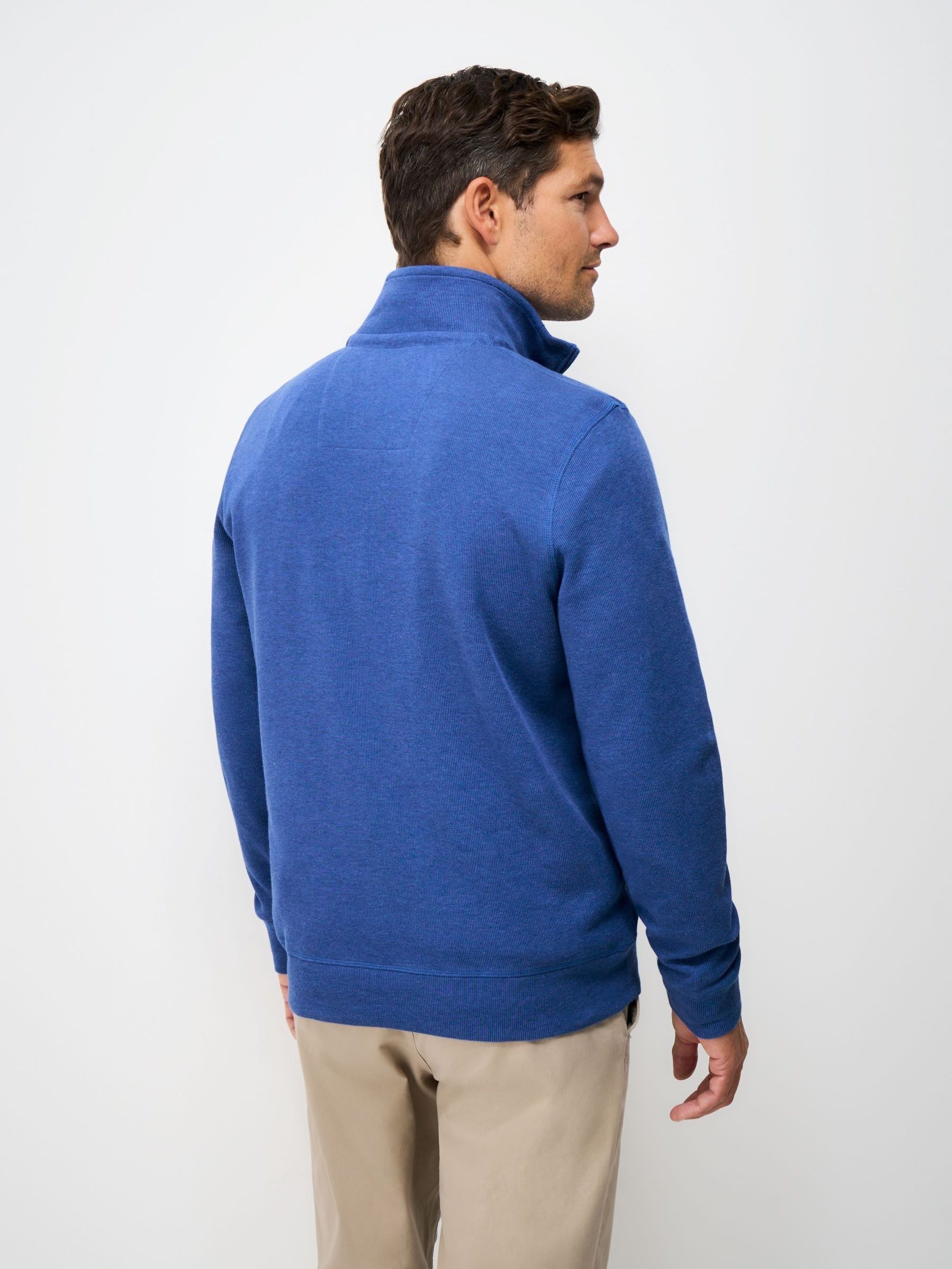 Buy Crew Clothing Blue Cotton French Rib Half-Zip Sweatshirt from