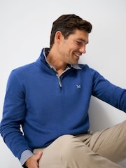 Crew Clothing Blue Cotton French Rib Half-Zip Sweatshirt - Image 3 of 5