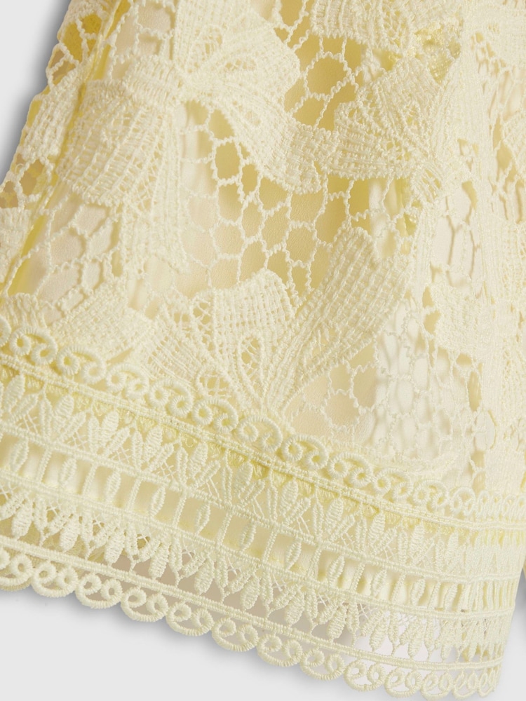 River Island Yellow Lace Blouse and Shorts Set - Image 4 of 4