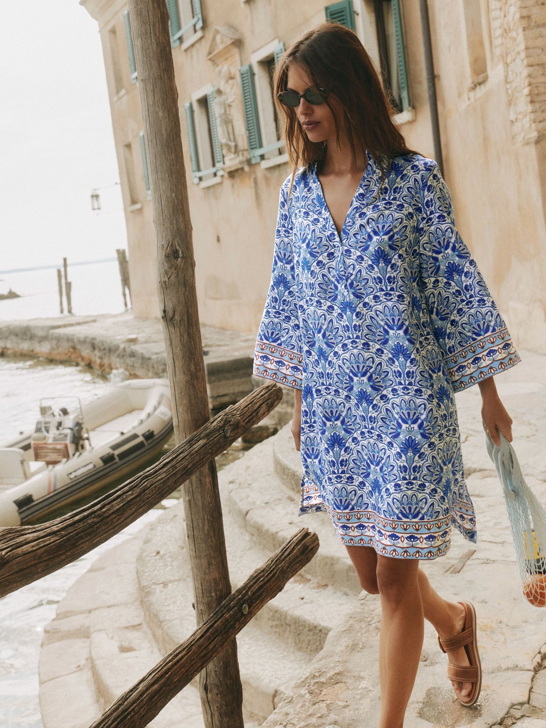 Buy Boden Blue Carmen Linen Short Dress from Next USA