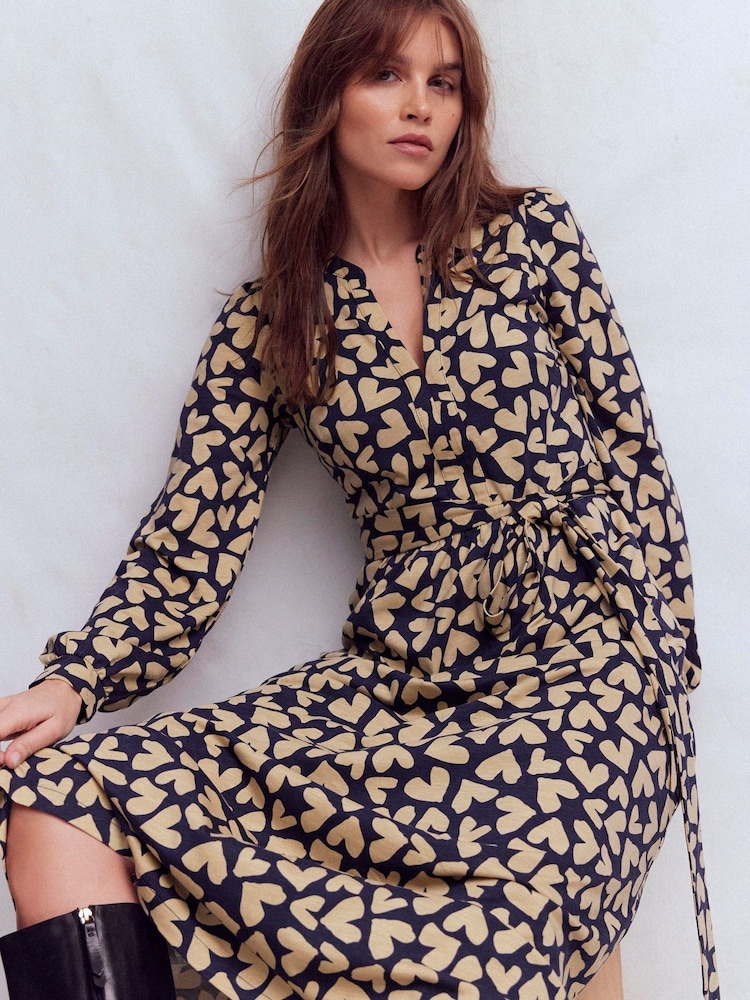 Boden Blue Naomi Long Sleeve Jersey Dress - Image 1 of 5