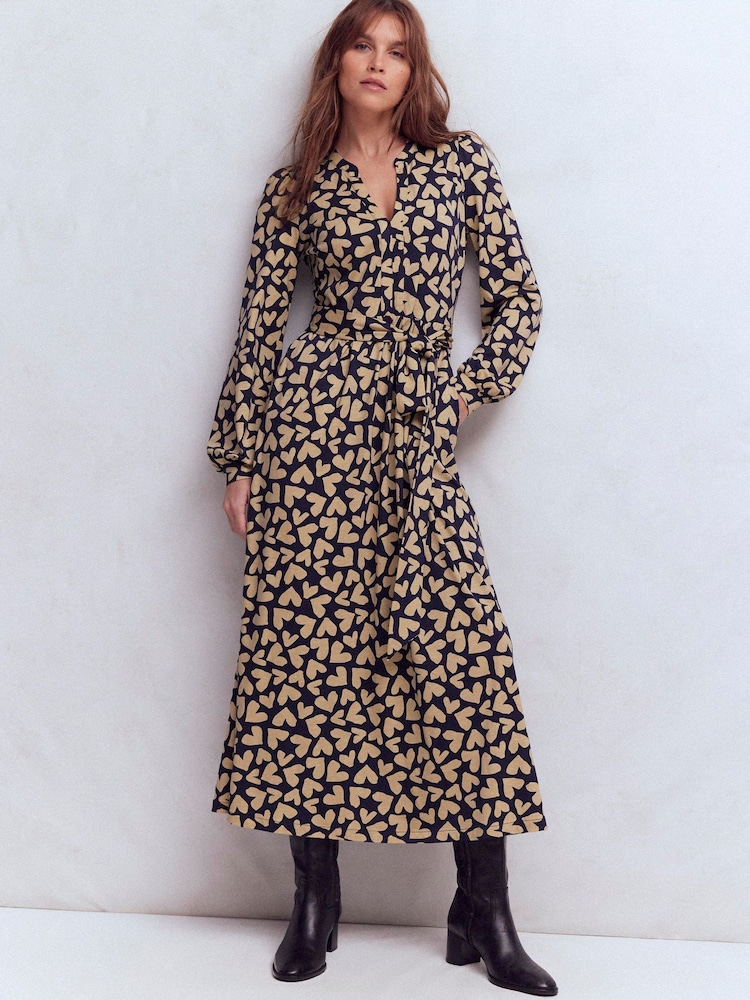 Boden Blue Naomi Long Sleeve Jersey Dress - Image 2 of 5