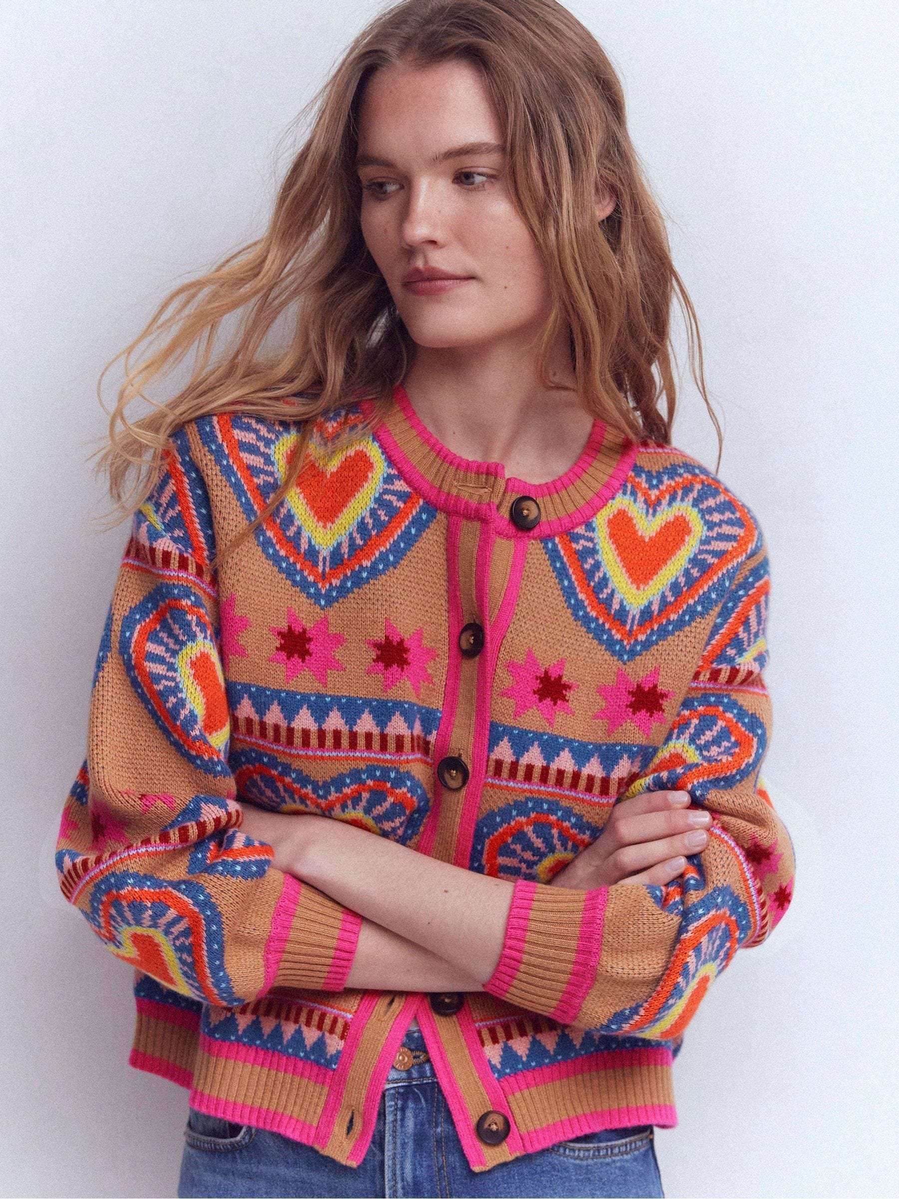 Buy Boden Cream Abi Jacquard Cardigan from Next USA