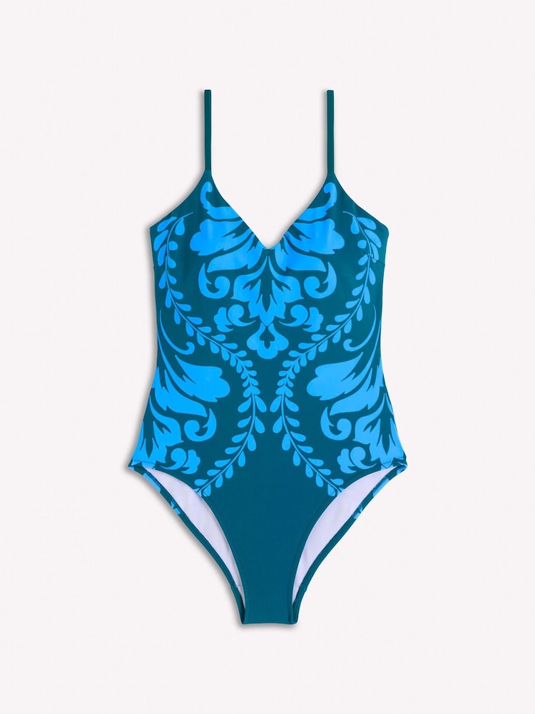 Boden Blue Strap Print Swimsuit - Image 1 of 2