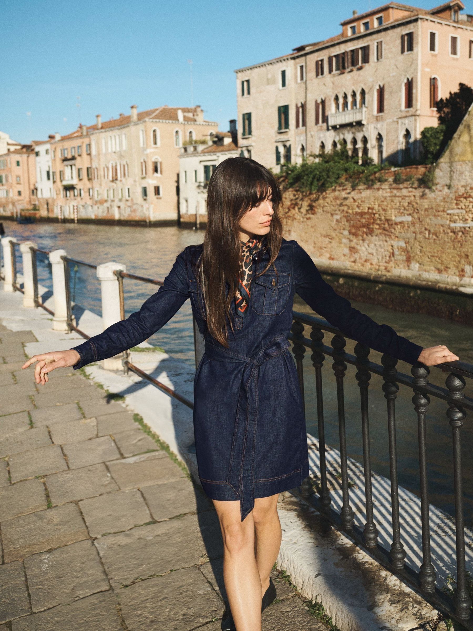 Buy Boden Blue Half Placket Denim Dress from Next USA