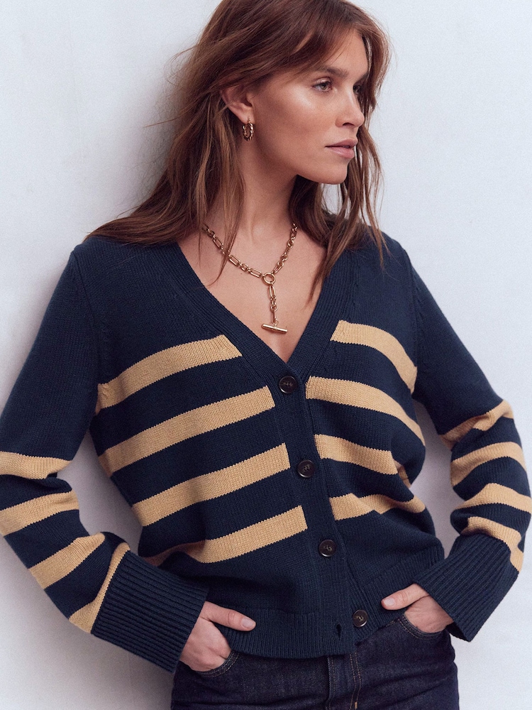 Boden Blue Lucy Relaxed Cotton Cardigan - Image 1 of 7 Boden Blue Lucy Relaxed Cotton Cardigan - Image 1 of 7