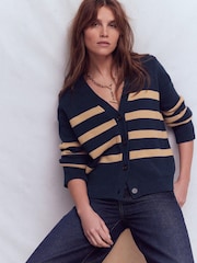 Boden Blue Lucy Relaxed Cotton Cardigan - Image 3 of 7