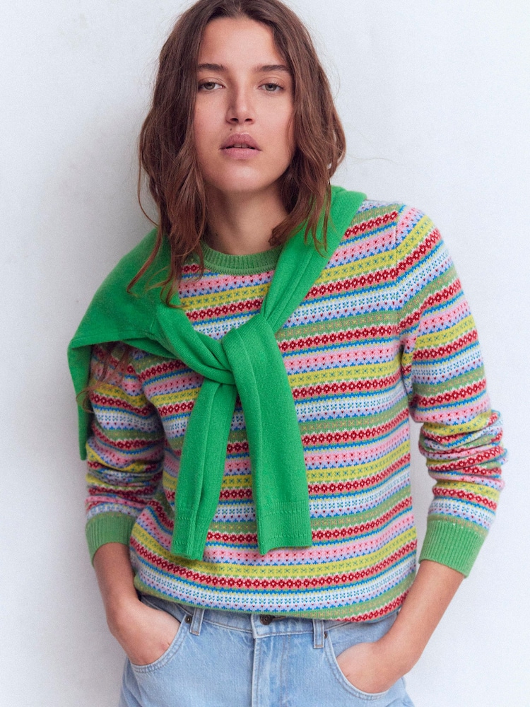 Boden Cream Edie Fair Isle Jumper - Image 1 of 6