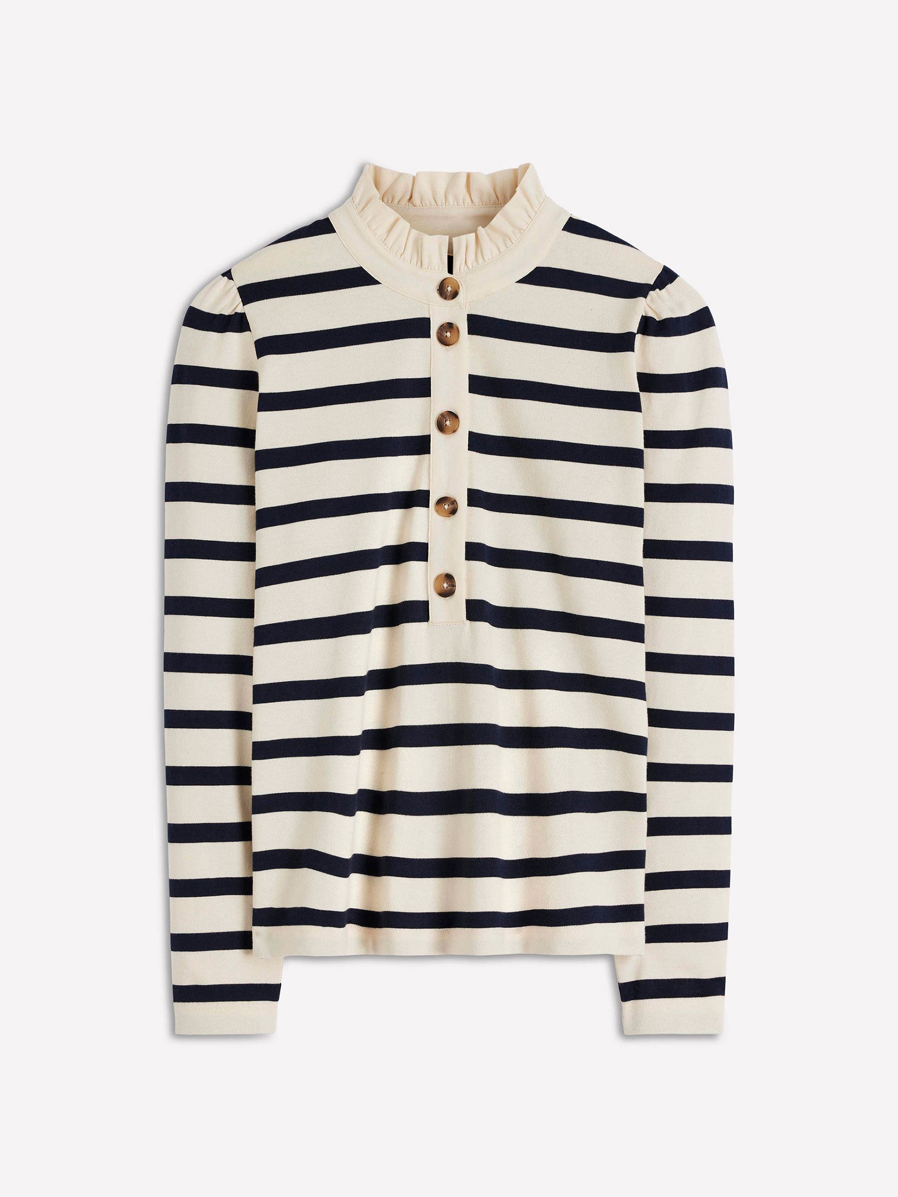 Buy Boden Blue Ruffle Collar Mariner Top from Next USA
