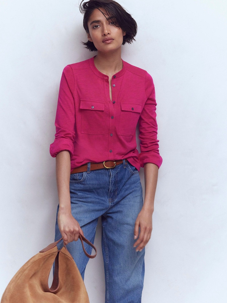 Boden Red Topstitched Pocket Shirt - Image 1 of 5 Boden Red Topstitched Pocket Shirt - Image 1 of 5