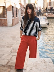 Boden Blue Half-Zip Frill Sweatshirt - Image 1 of 6