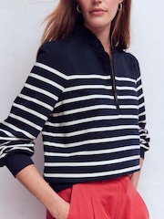 Boden Blue Half-Zip Frill Sweatshirt - Image 4 of 6