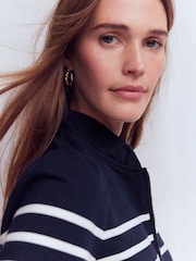 Boden Blue Half-Zip Frill Sweatshirt - Image 5 of 6