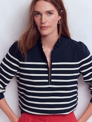 Boden Blue Half-Zip Frill Sweatshirt - Image 6 of 6