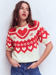 Boden Cream Margot Puff Sleeve T-Shirt - Image 1 of 7