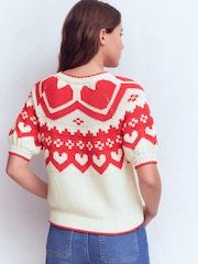 Boden Cream Margot Puff Sleeve T-Shirt - Image 2 of 7