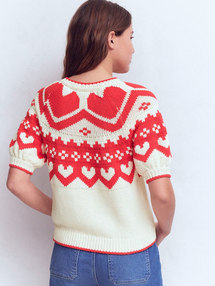 Boden Cream Margot Puff Sleeve T-Shirt - Image 2 of 7